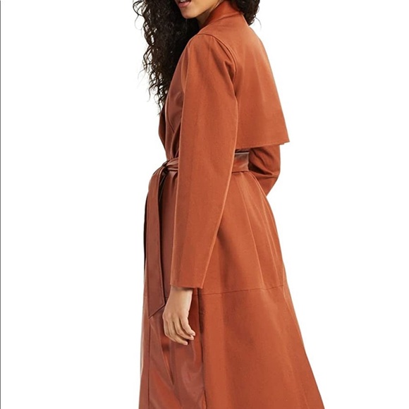 NWT 2XL plus size Alfani lapel trench coat butterscotch designer coat fall - Picture 6 of 8